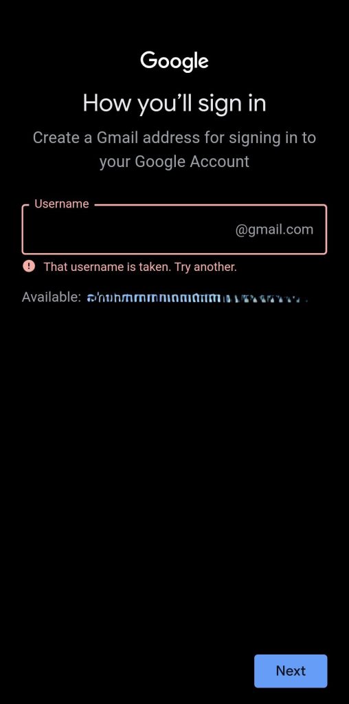 ساخت ایمیل جدید با گوشی در گوگل مرحله 6